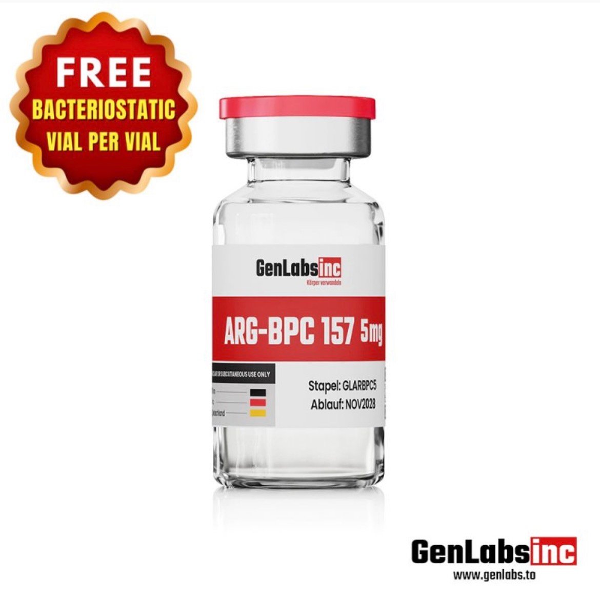 Arg – Bpc 157 5mg Vial – (with Bacteriostatic Water) – Genlabs