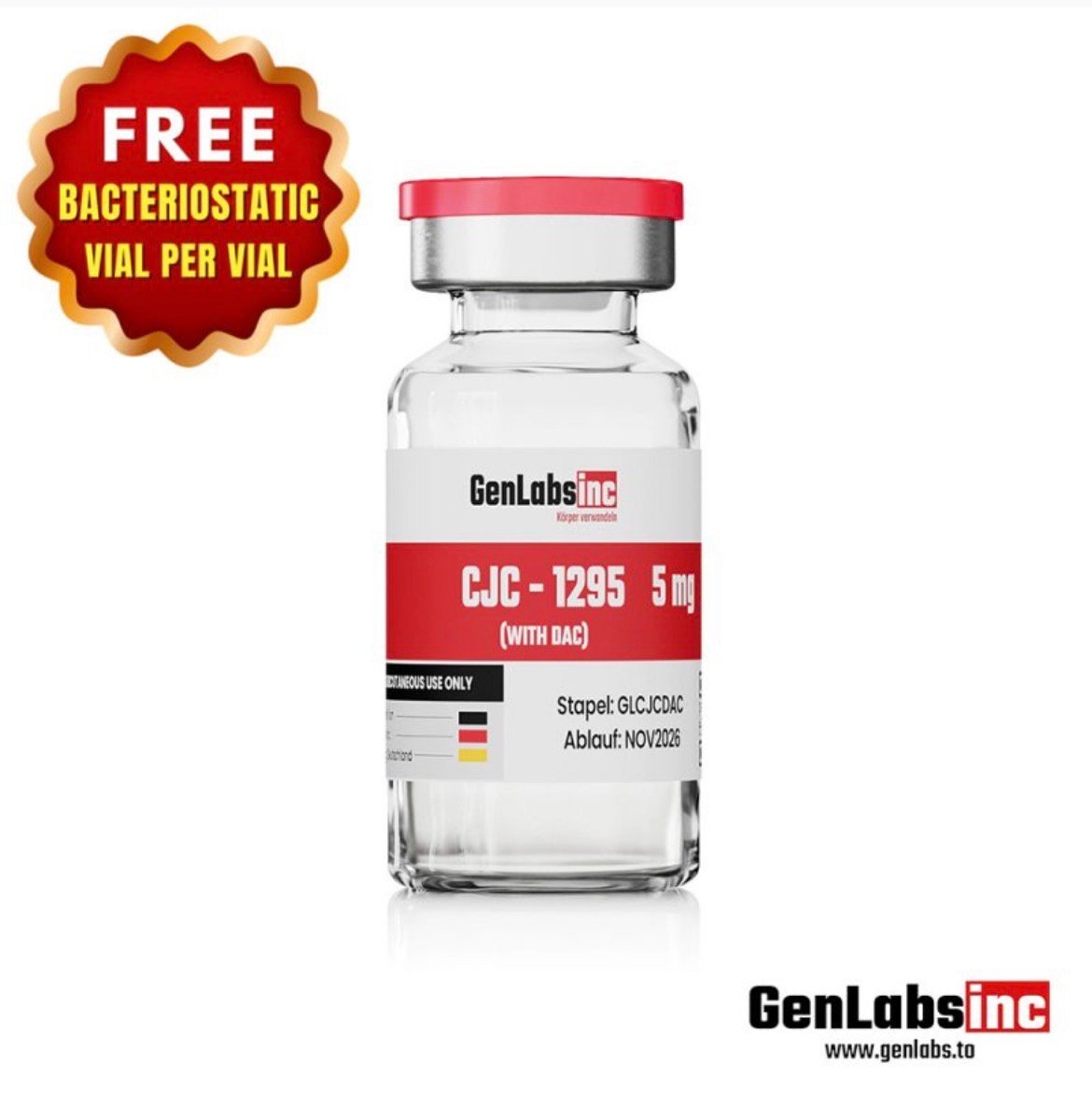 Cjc – 1295 – 5mg ( With Dac ) Vial – (with Bacteriostatic Water) – Genlabs