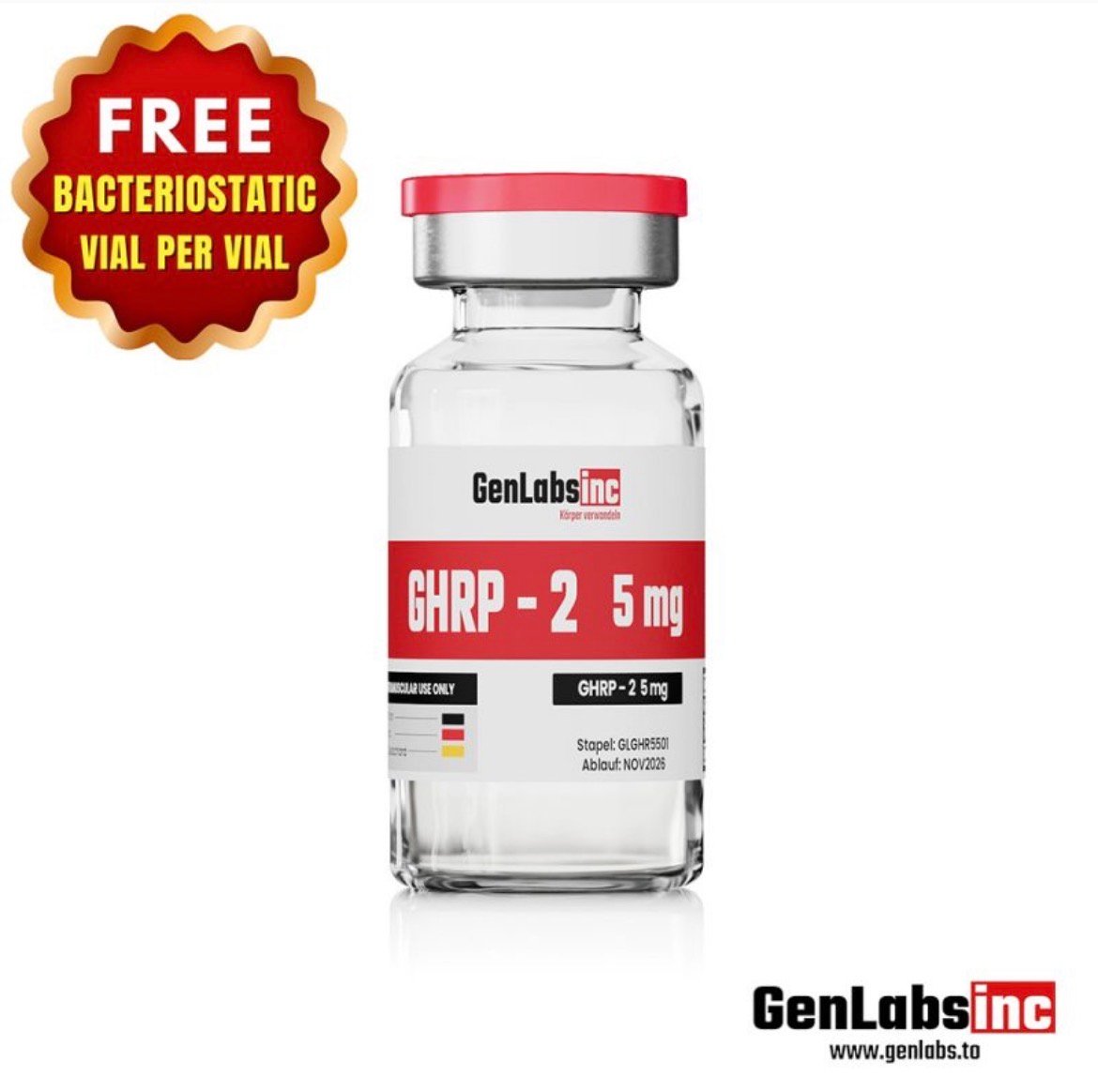 Ghrp – 2 – 5mg Vial – (with Bacteriostatic Water) – Genlabs