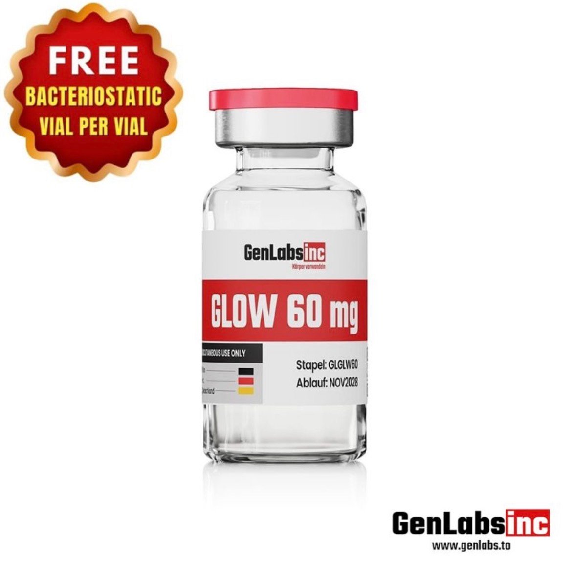 Glow 60Mg Vial – (with Bacteriostatic Water) – Genlabs