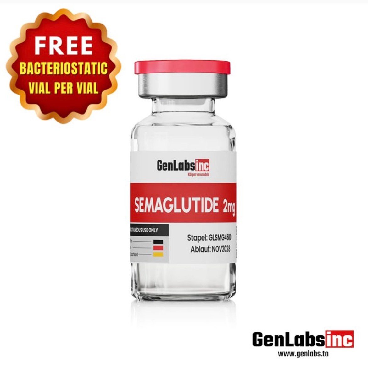 Semaglutide (ozempic) – 2 mg Vial – (with Bacteriostatic Water) – Genlabs