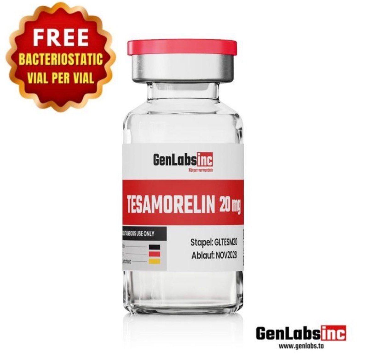 Tesamorelin 20mg Vial – (with Bacteriostatic Water) – Genlabs