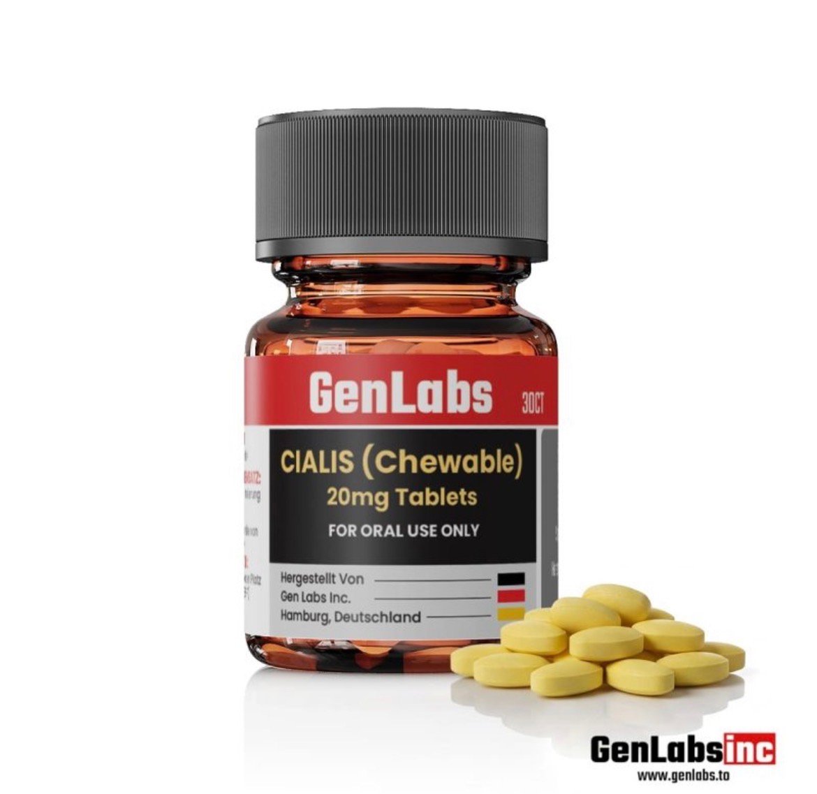 Cialis (Chewable) 20 Mg – (30 Tablets) – Genlabs
